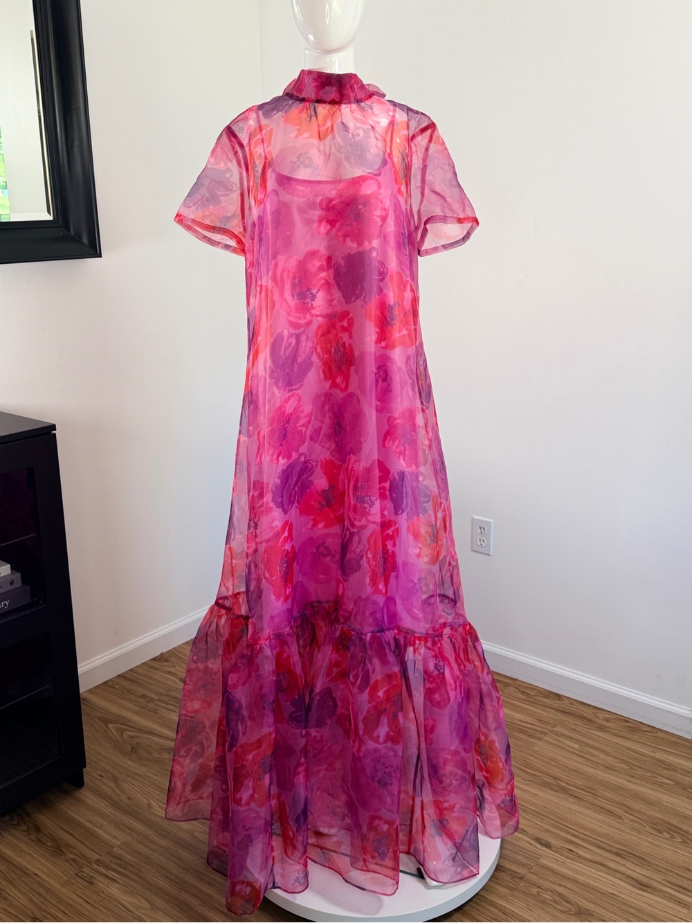 Staud Calluna Dress Magenta Painted Floral Size XL - Picture 8 of 15
